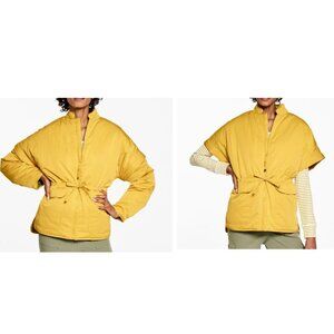 NEW CUTE! Talbots Zip-Off Sleeve LIGHTWEIGHT Woven Jacket CITRON YELLOW SIZE S